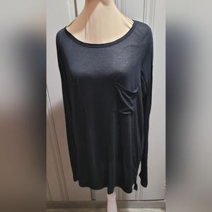 Madewell Long Sleeve Crew Neck Shirt With Pocket Size Medium True Black